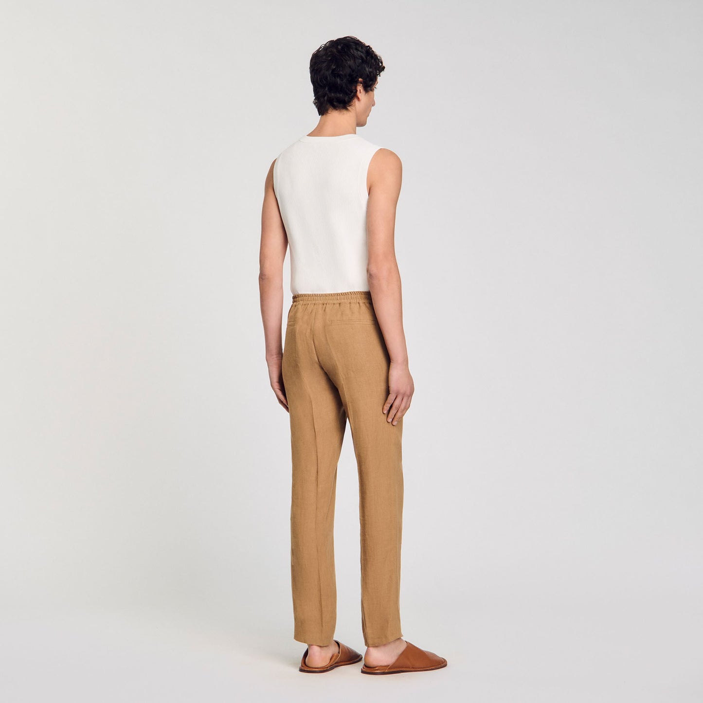 Sandro Linen trousers Dark Sand