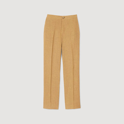 Sandro Linen trousers Dark Sand