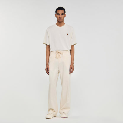 Sandro Wide-leg elasticated cotton trousers Butter Cream