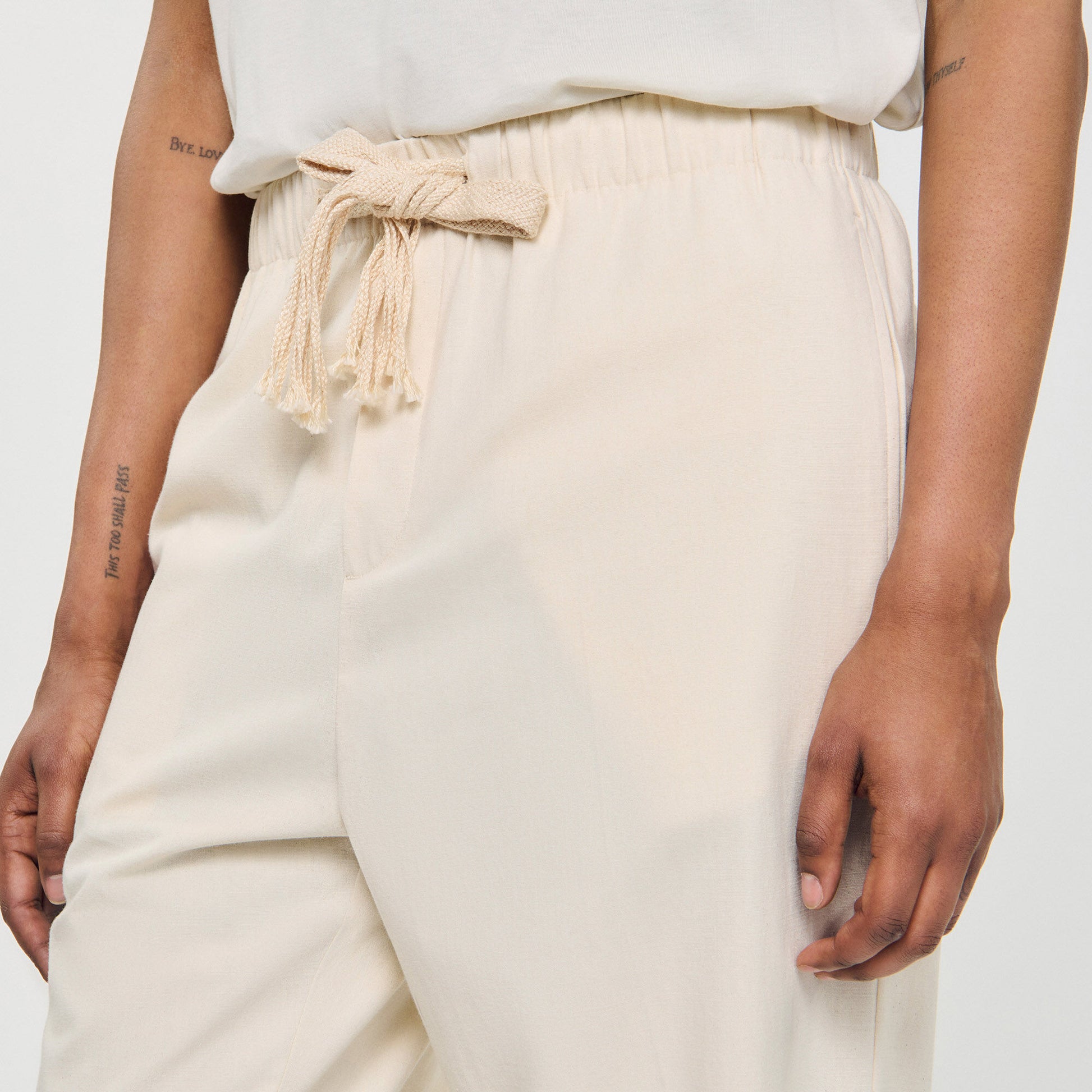 Sandro Wide-leg elasticated cotton trousers Butter Cream