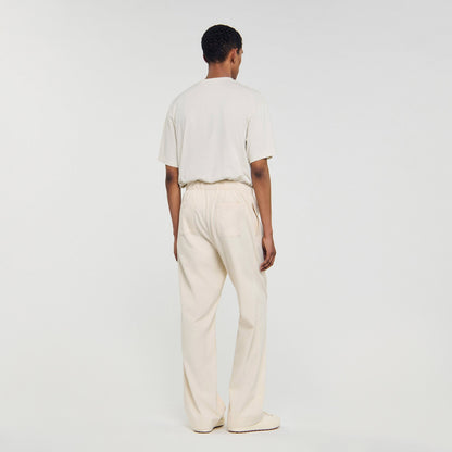 Sandro Wide-leg elasticated cotton trousers Butter Cream