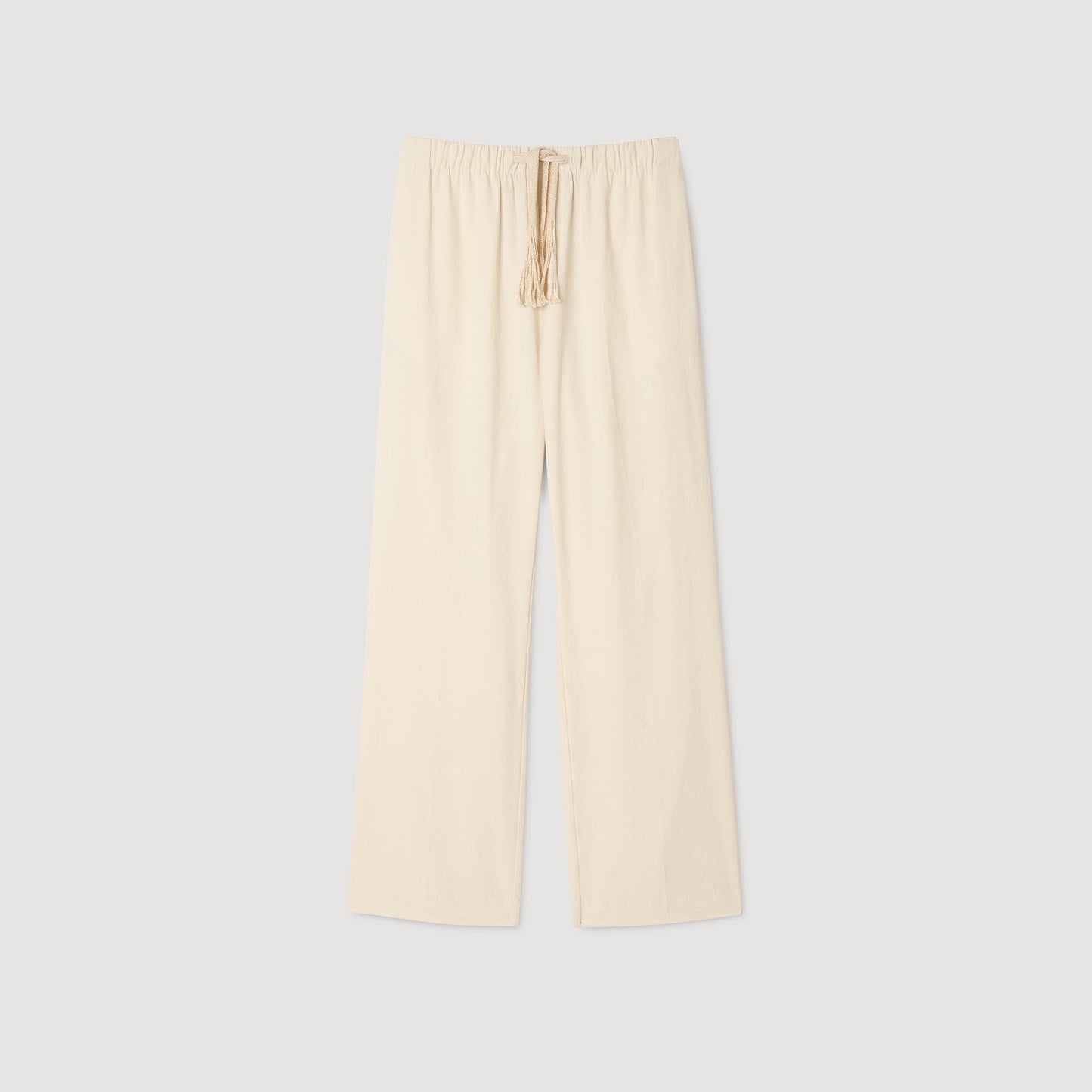 Sandro Wide-leg elasticated cotton trousers Butter Cream