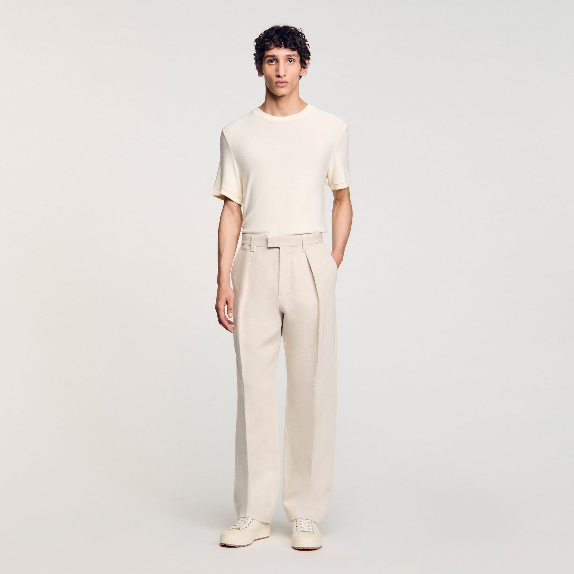 Sandro Wide-leg trousers with creases Oats