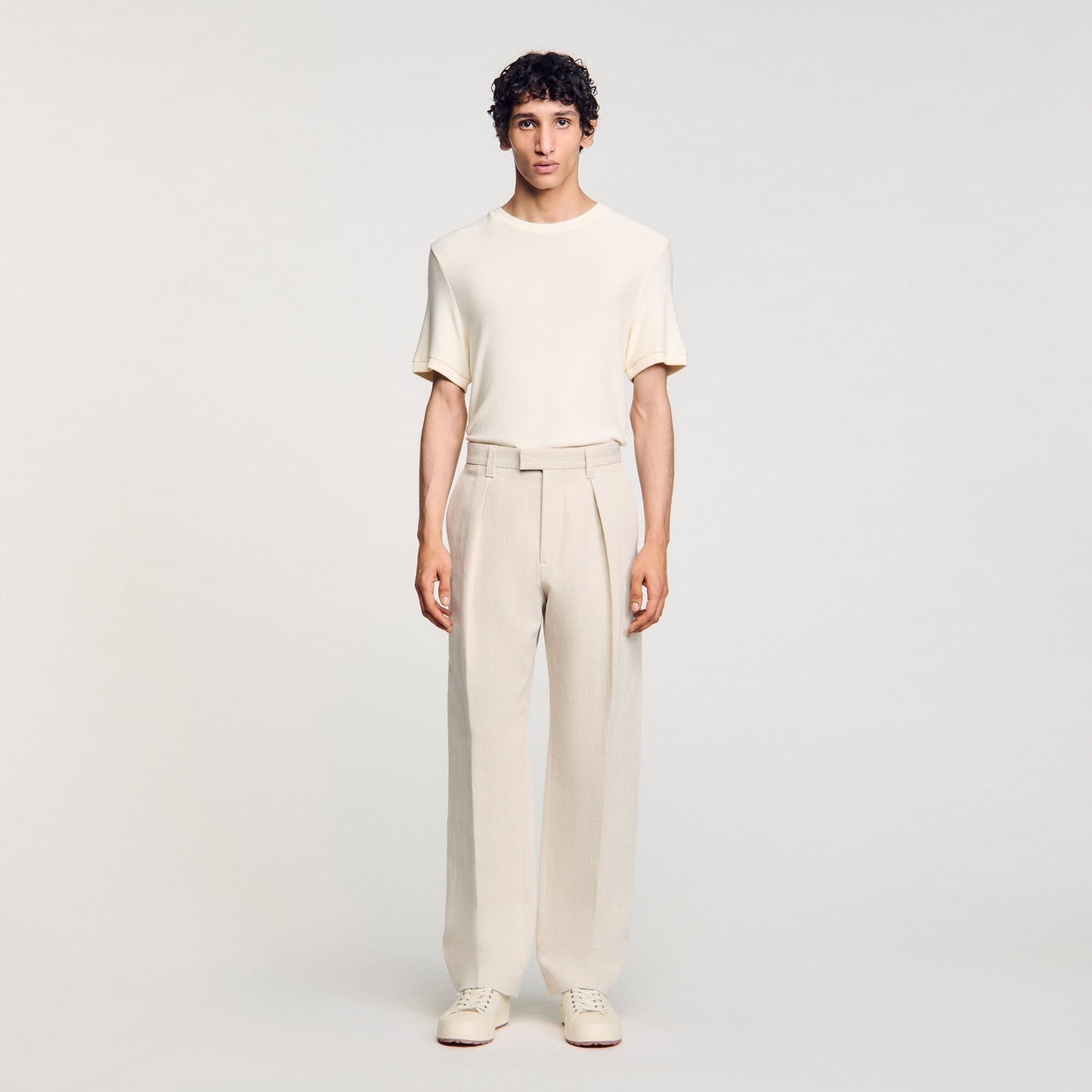 Sandro Wide-leg trousers with creases Oats