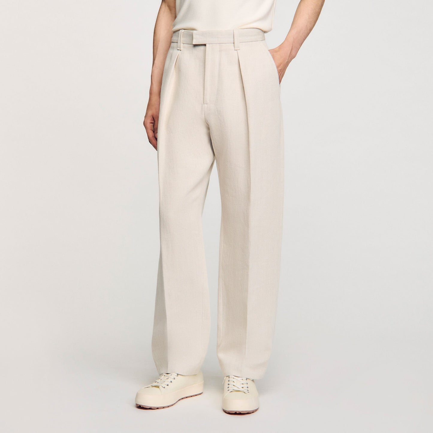 Sandro Wide-leg trousers with creases Oats