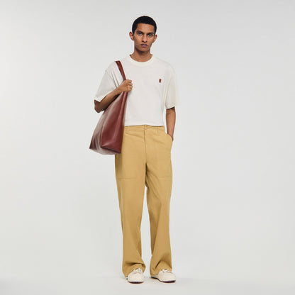 Sandro Wide-leg cotton trousers Ocher Yellow