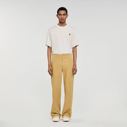 Sandro Wide-leg cotton trousers Ocher Yellow