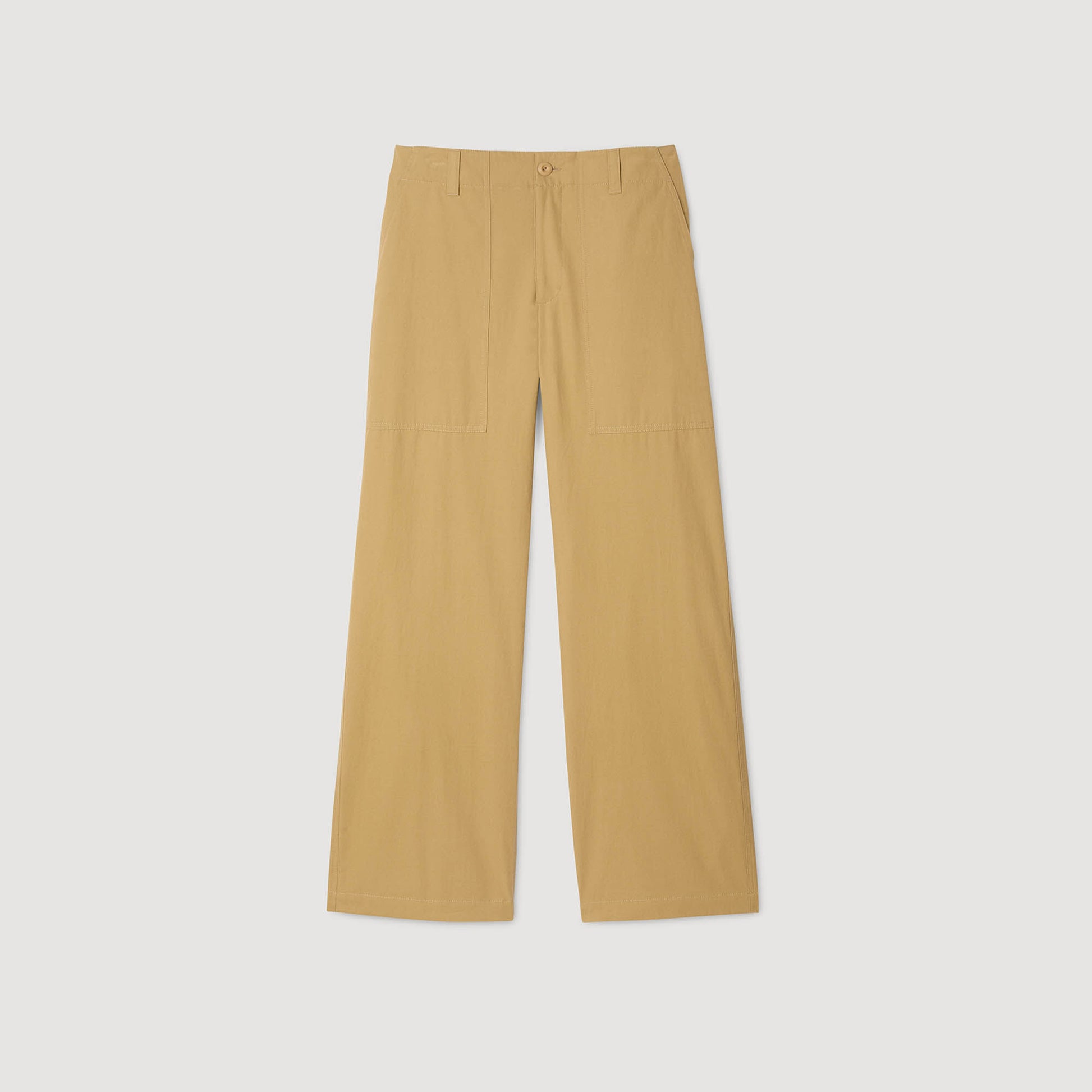 Sandro Wide-leg cotton trousers Ocher Yellow