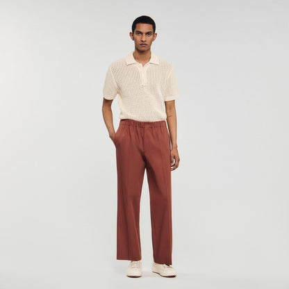 Sandro Elasticated wide-leg cotton trousers Terra
