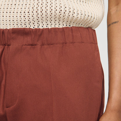 Sandro Elasticated wide-leg cotton trousers Terra