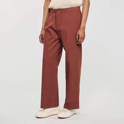 Sandro Elasticated wide-leg cotton trousers Terra