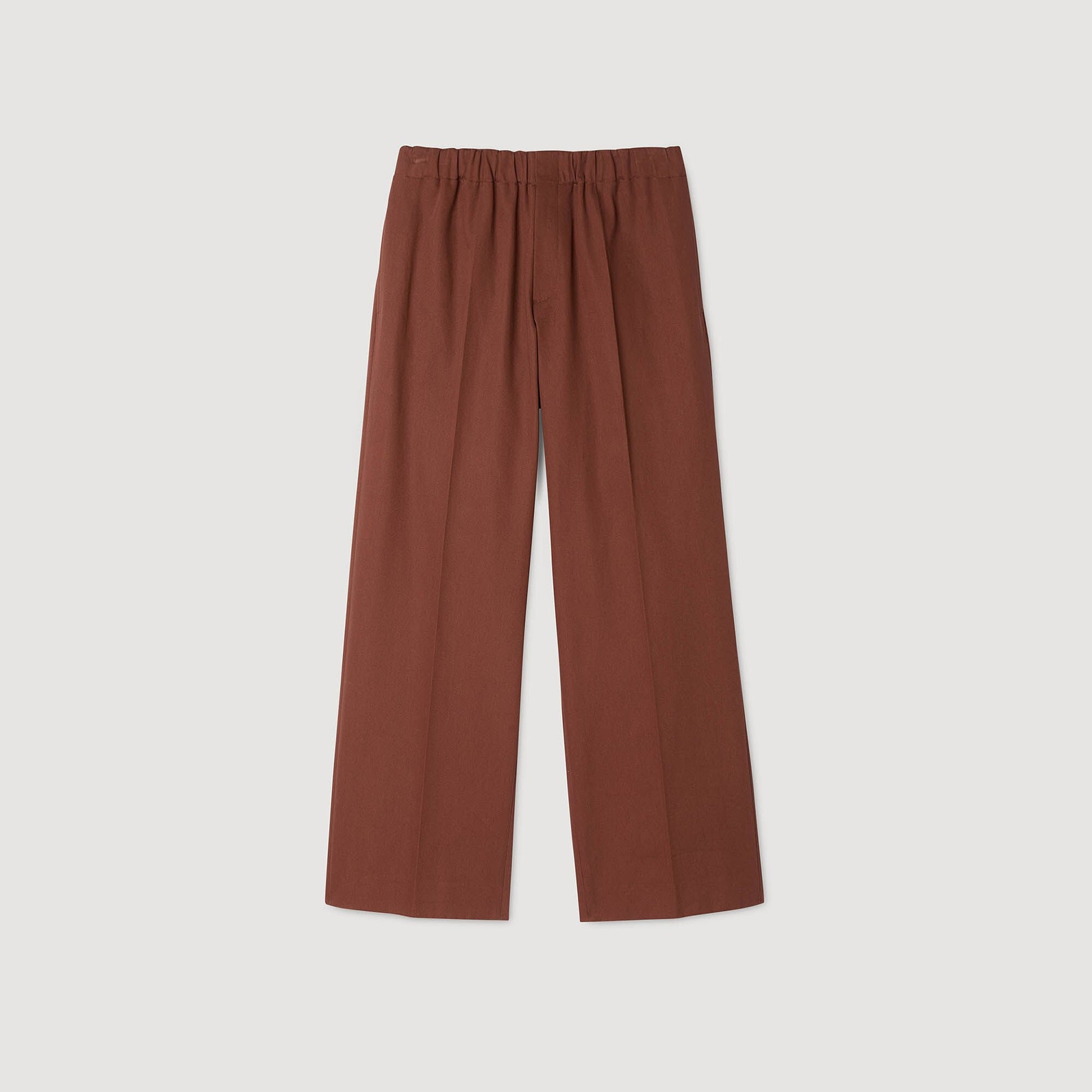 Sandro Elasticated wide-leg cotton trousers Terra