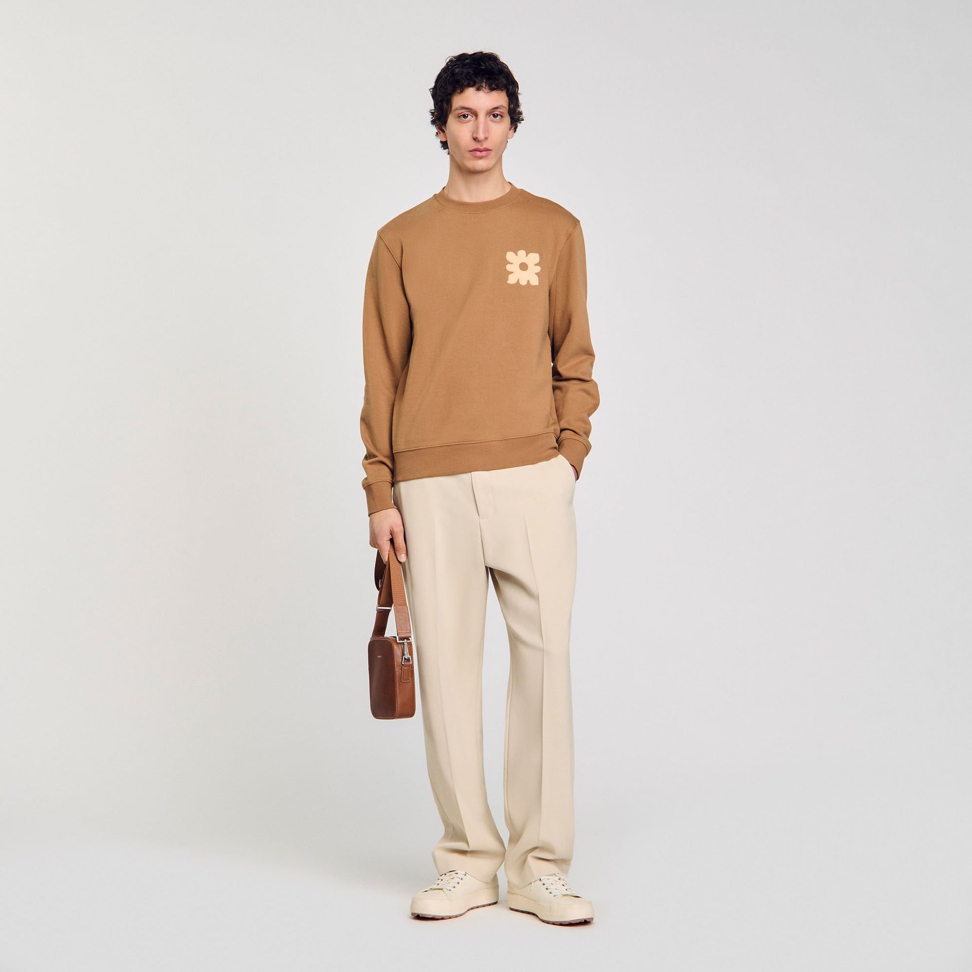 Sandro Sweatshirt with flower patch Nut
