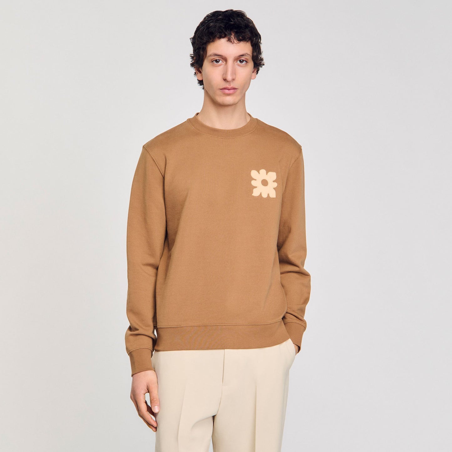 Sandro Sweatshirt with flower patch Nut