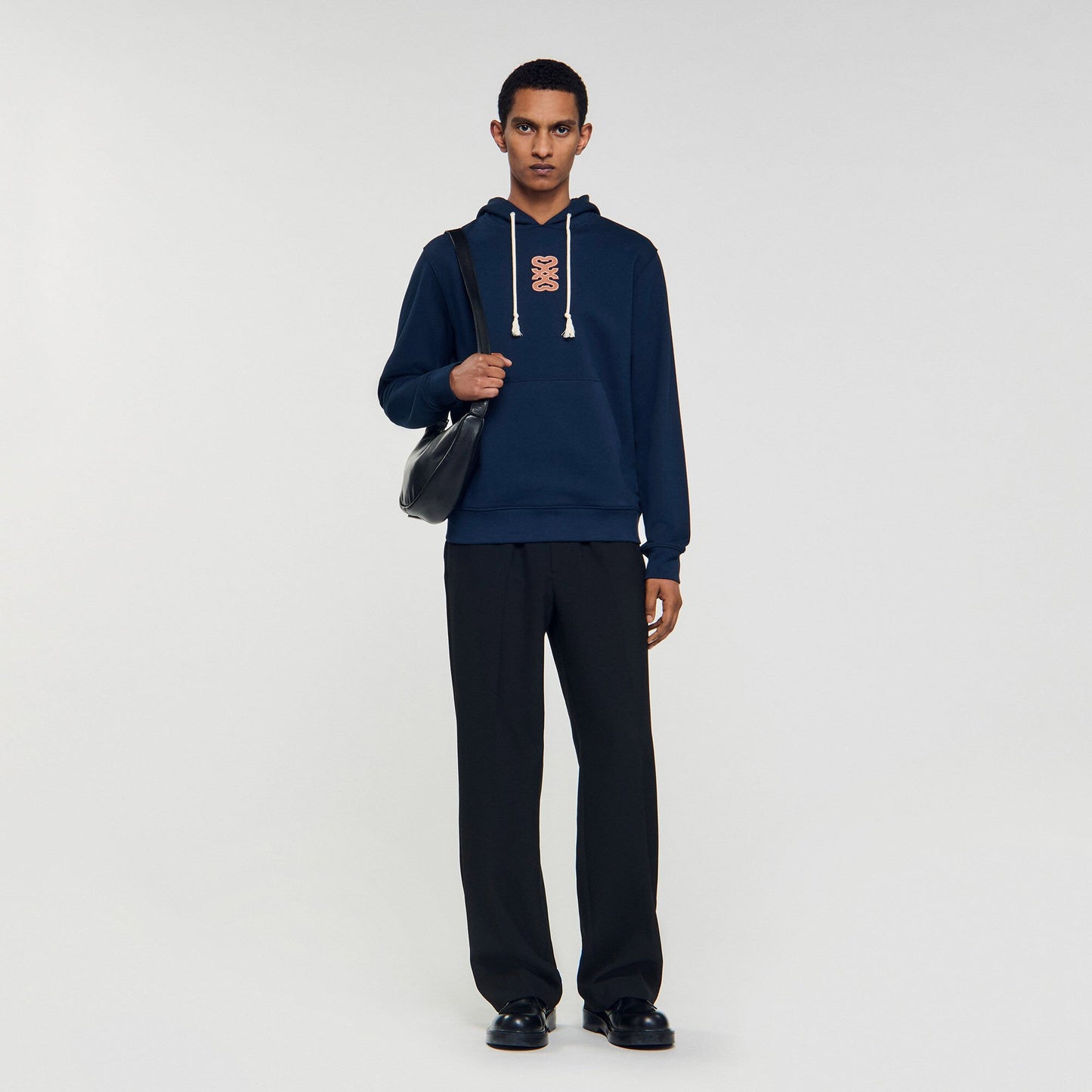 Sandro Leather patch sweatshirt Navy Blue