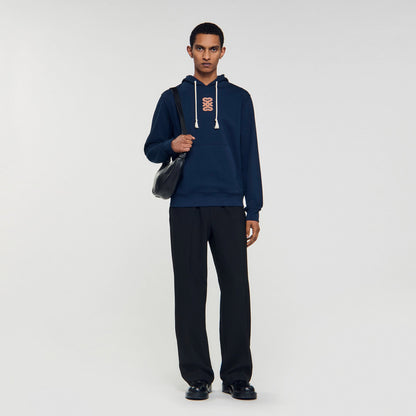 Sandro Leather patch sweatshirt Navy Blue