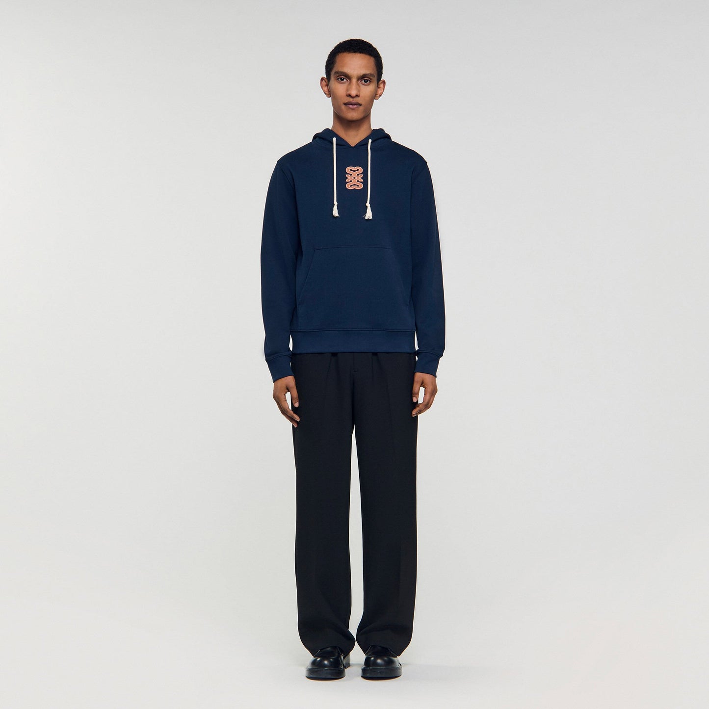 Sandro Leather patch sweatshirt Navy Blue