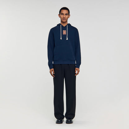 Sandro Leather patch sweatshirt Navy Blue