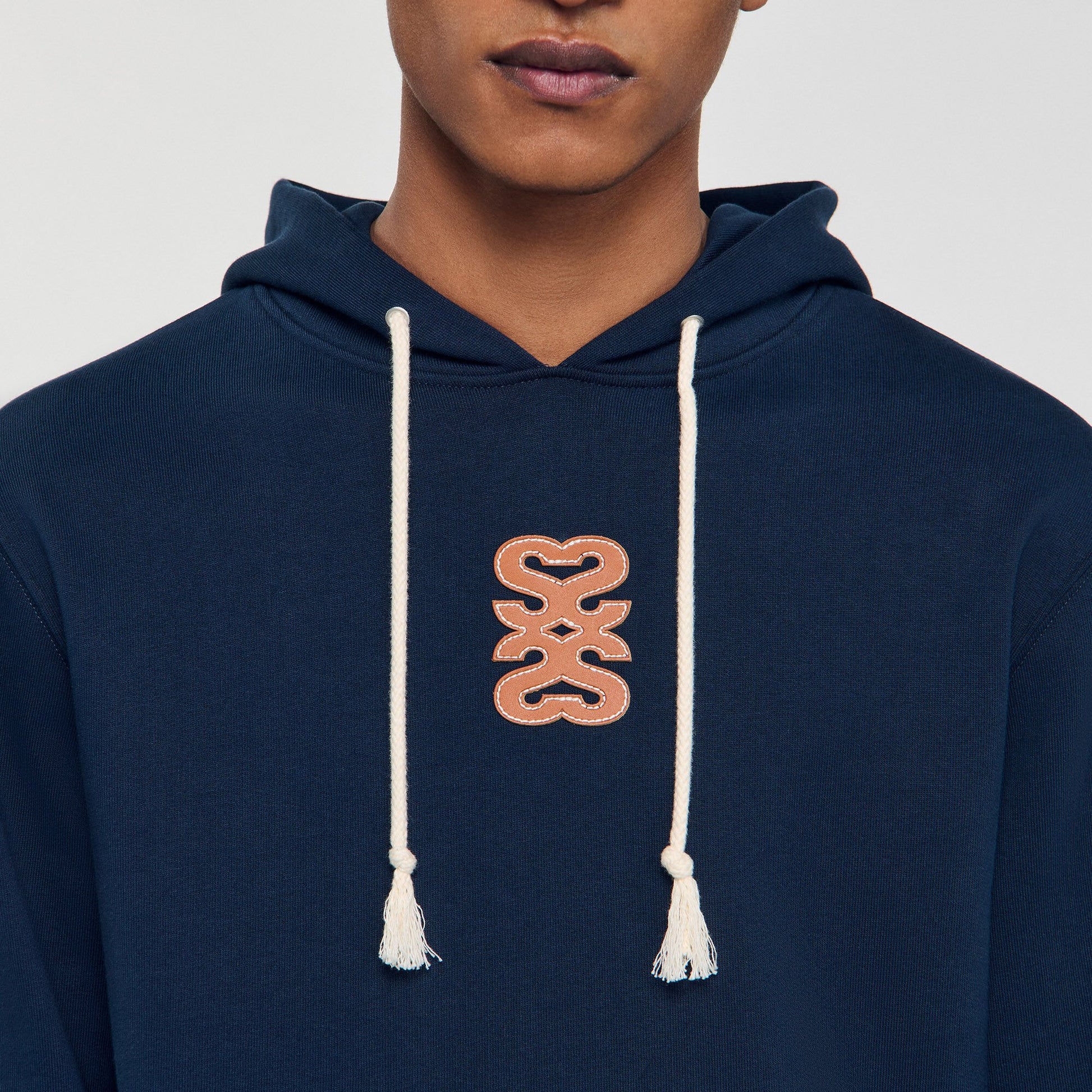 Sandro Leather patch sweatshirt Navy Blue