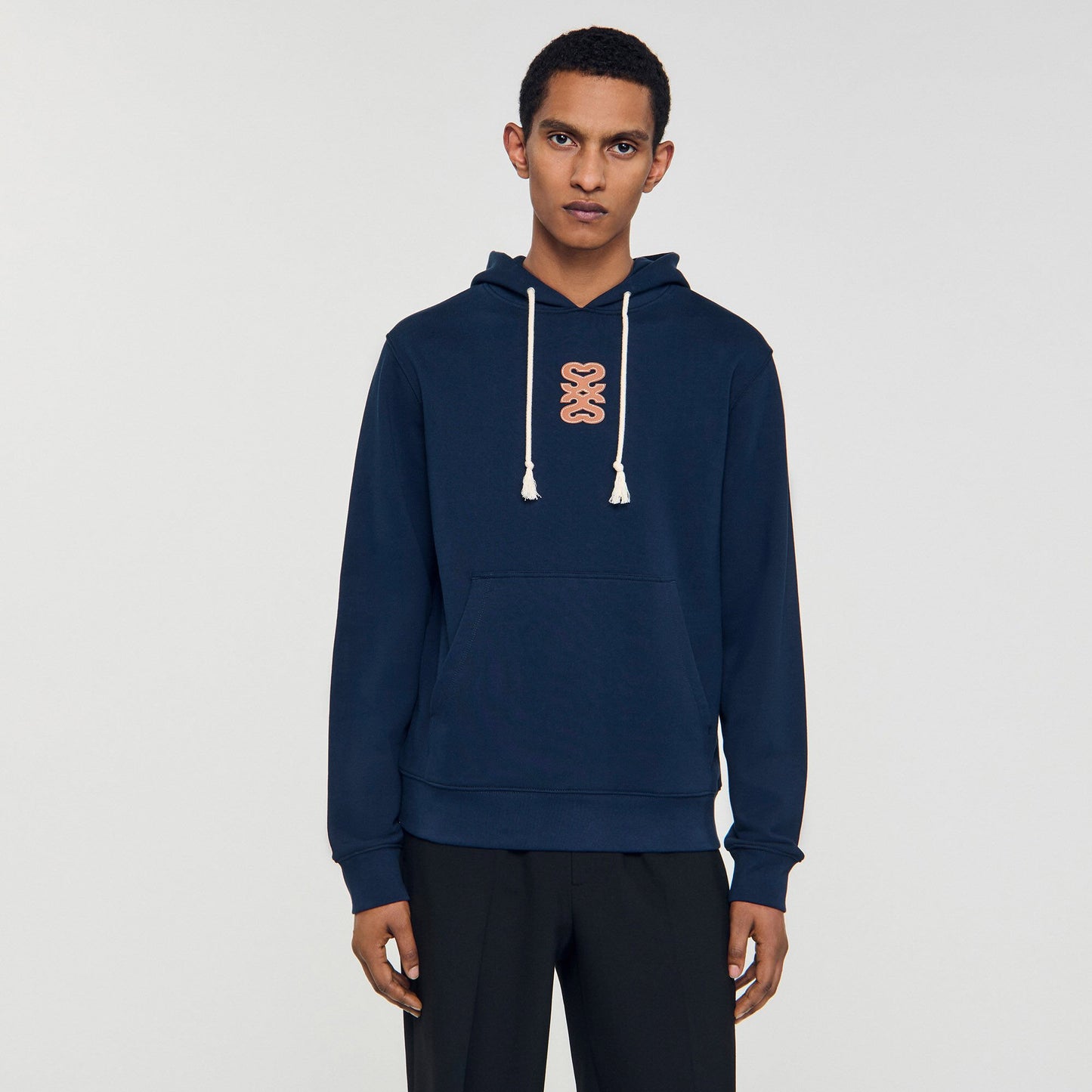Sandro Leather patch sweatshirt Navy Blue