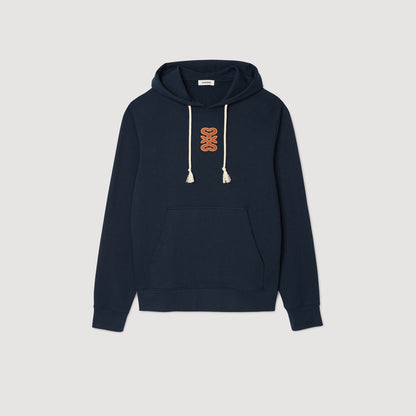 Sandro Leather patch sweatshirt Navy Blue
