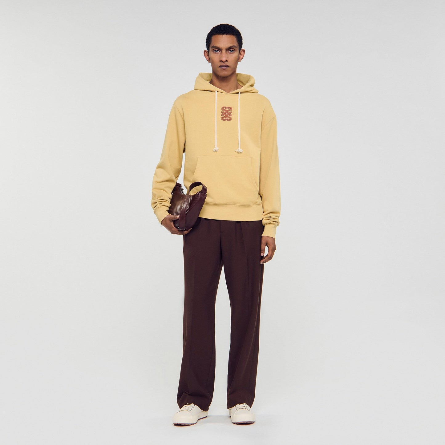Sandro Leather patch sweatshirt Ocher Yellow