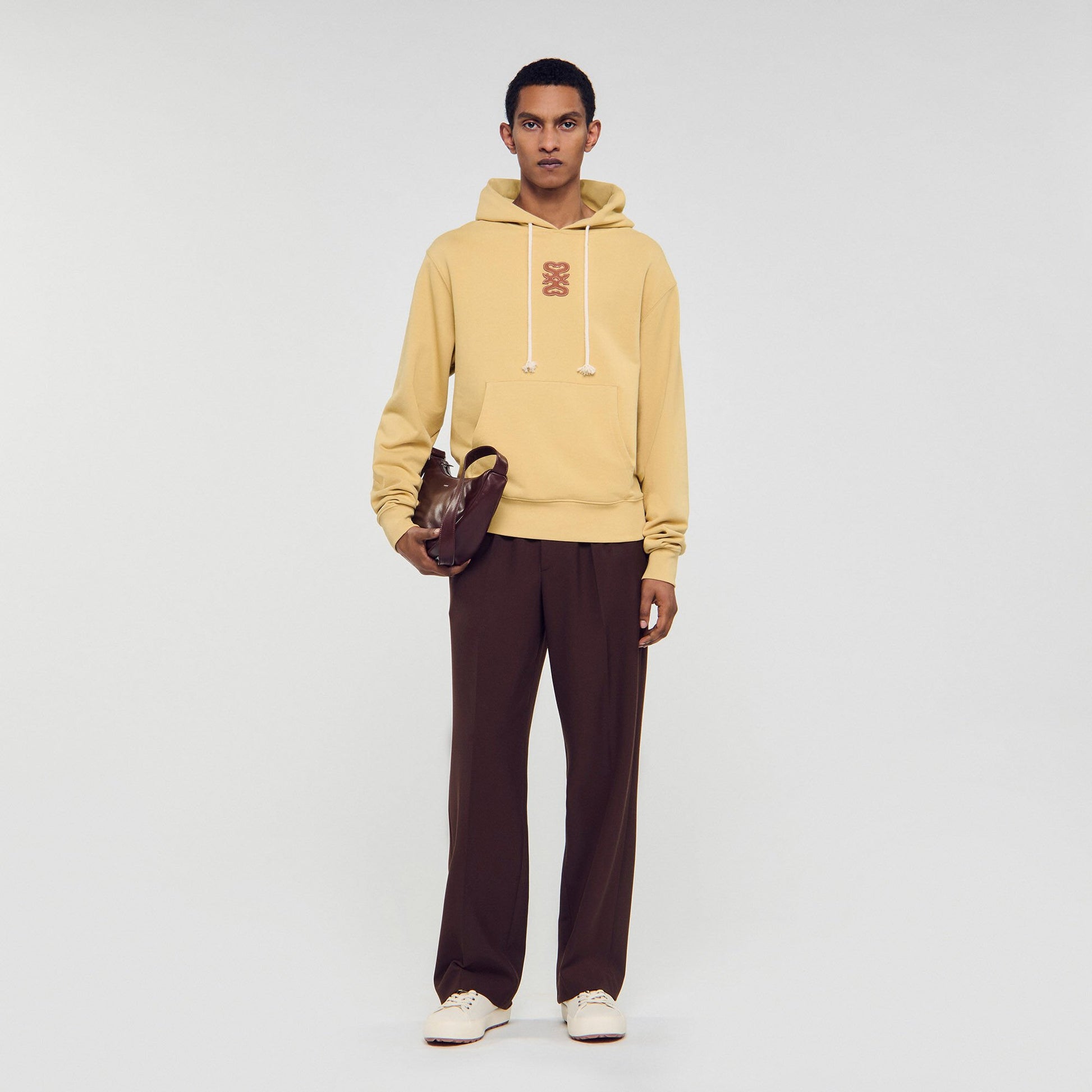 Sandro Leather patch sweatshirt Ocher Yellow