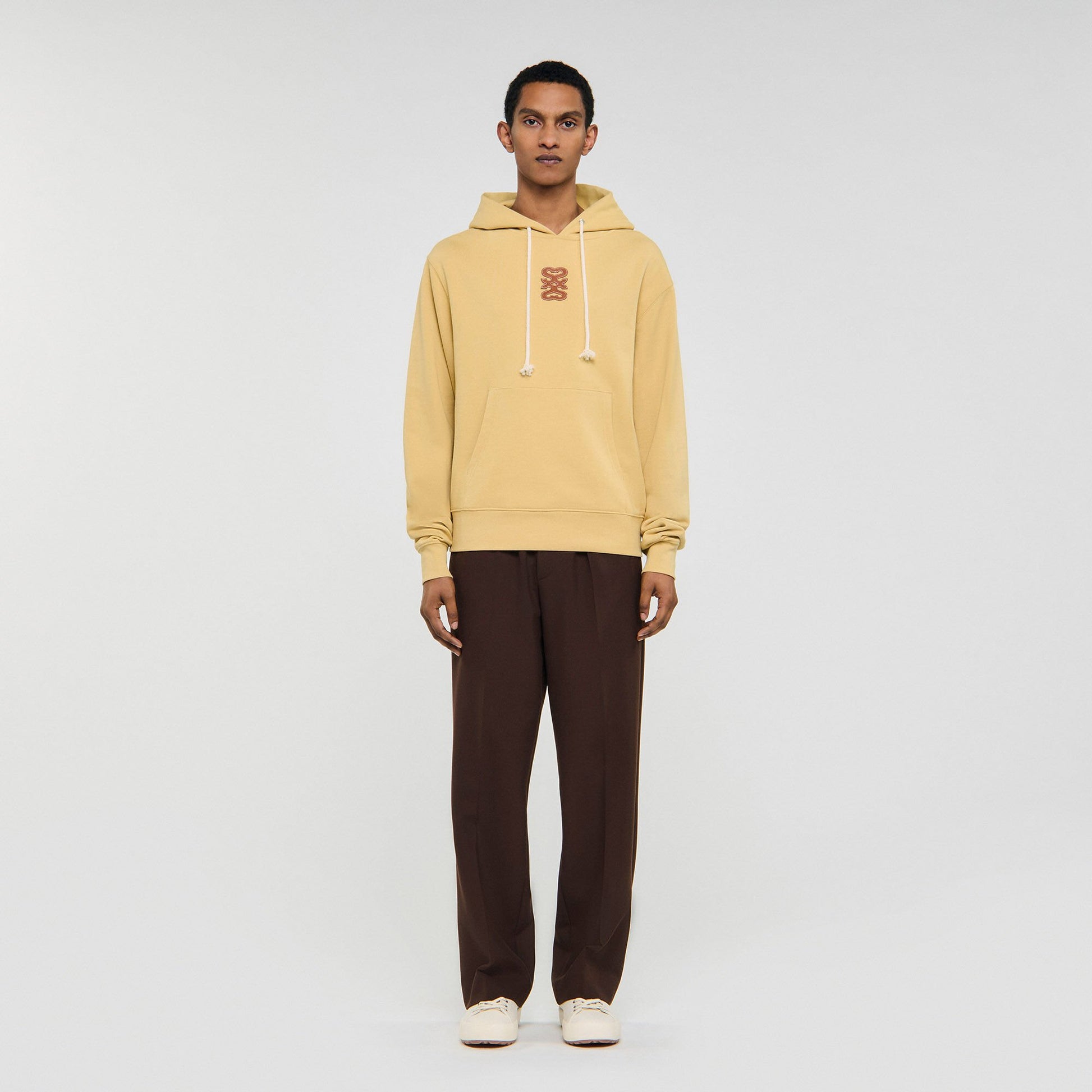 Sandro Leather patch sweatshirt Ocher Yellow