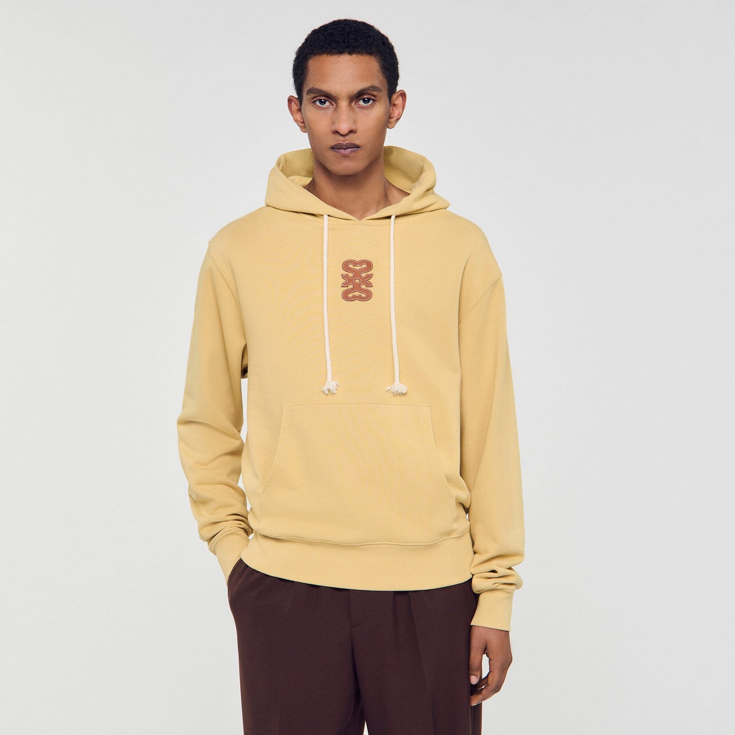 Sandro Leather patch sweatshirt Ocher Yellow