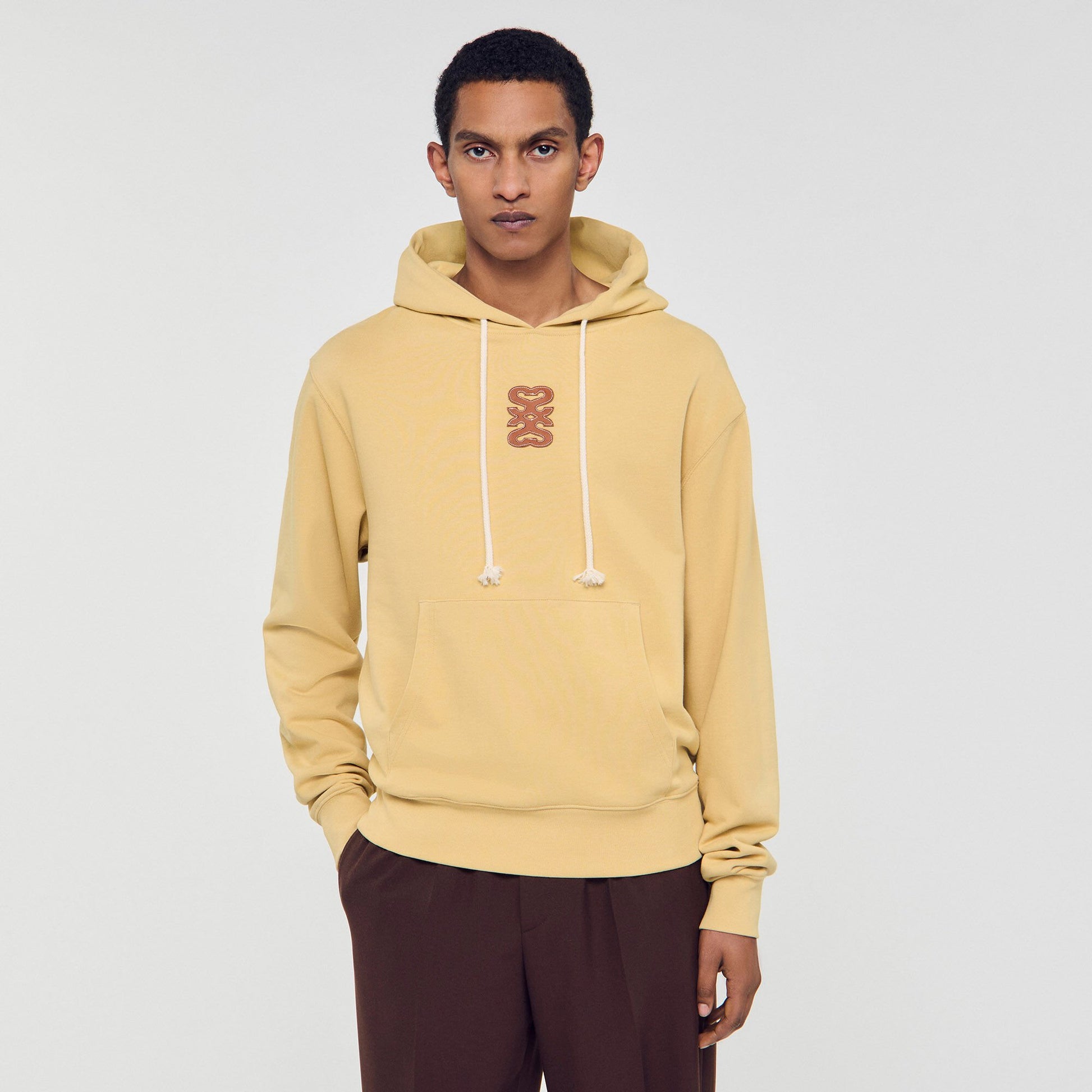 Sandro Leather patch sweatshirt Ocher Yellow