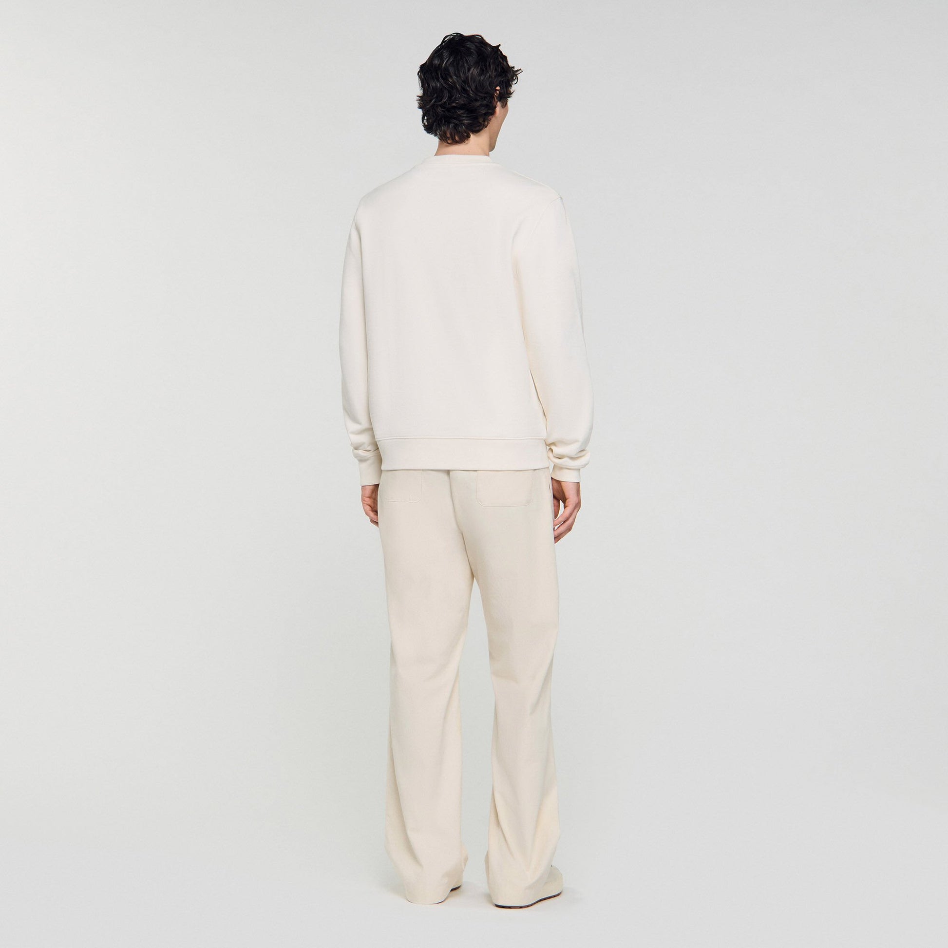 Sandro Oversized sweatshirt with leather patch Butter Cream