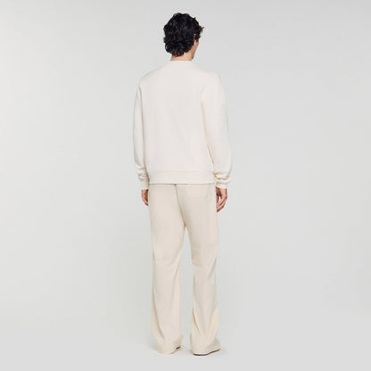 Sandro Oversized sweatshirt with leather patch Butter Cream