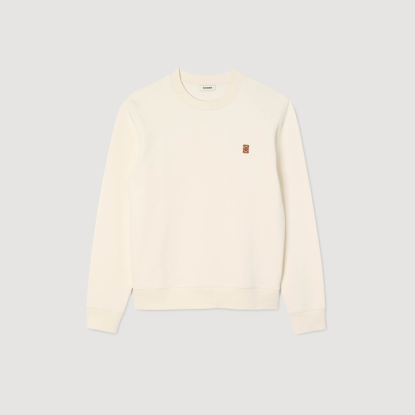 Sandro Oversized sweatshirt with leather patch Butter Cream