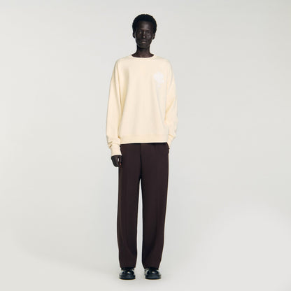 Sandro Sweatshirt with flower patch Butter Cream