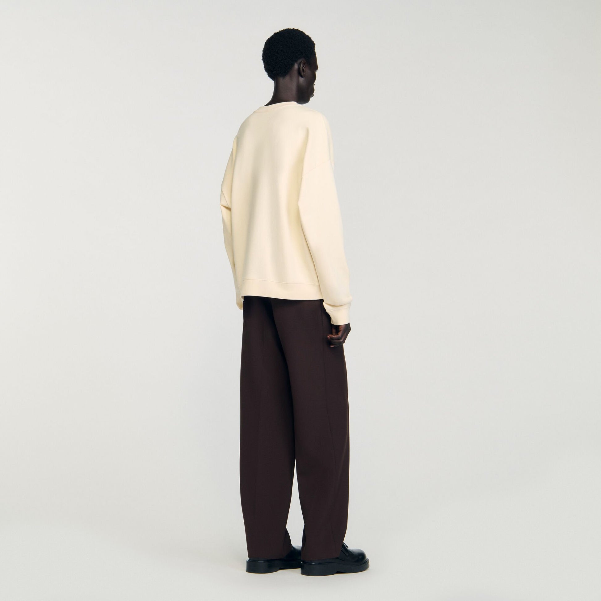 Sandro Sweatshirt with flower patch Butter Cream