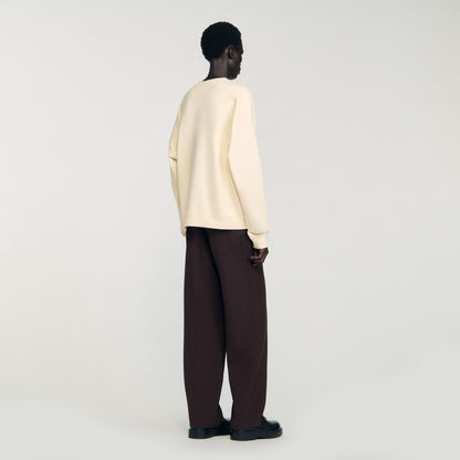 Sandro Sweatshirt with flower patch Butter Cream