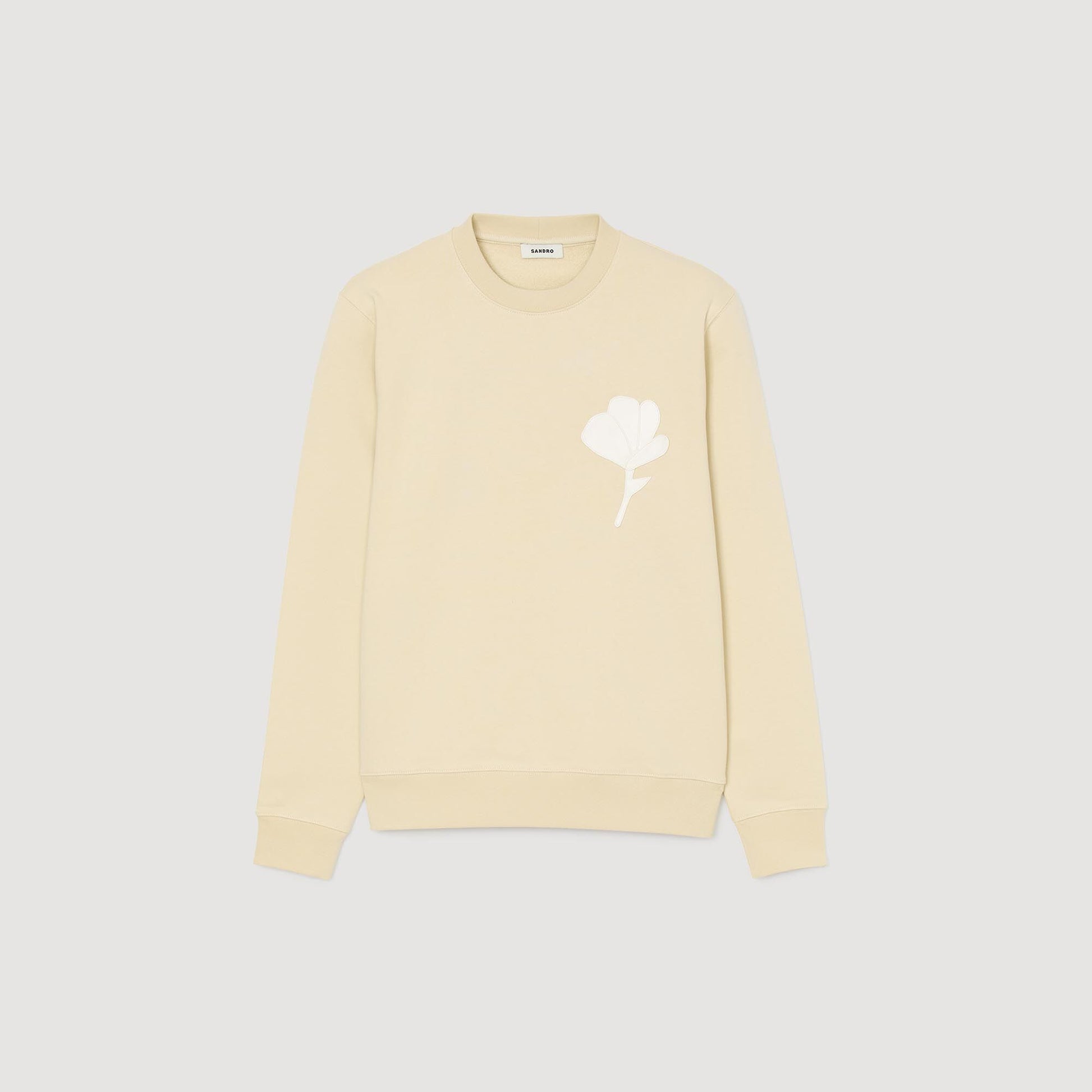 Sandro Sweatshirt with flower patch Butter Cream