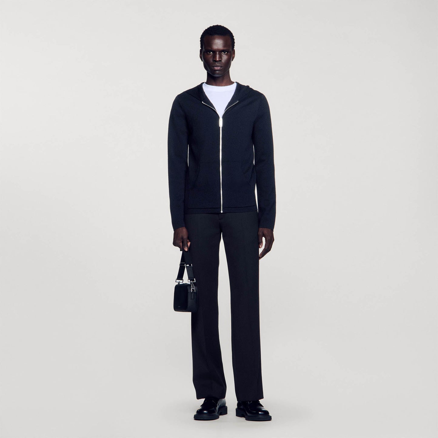 Sandro Zipped cardigan with hood Black