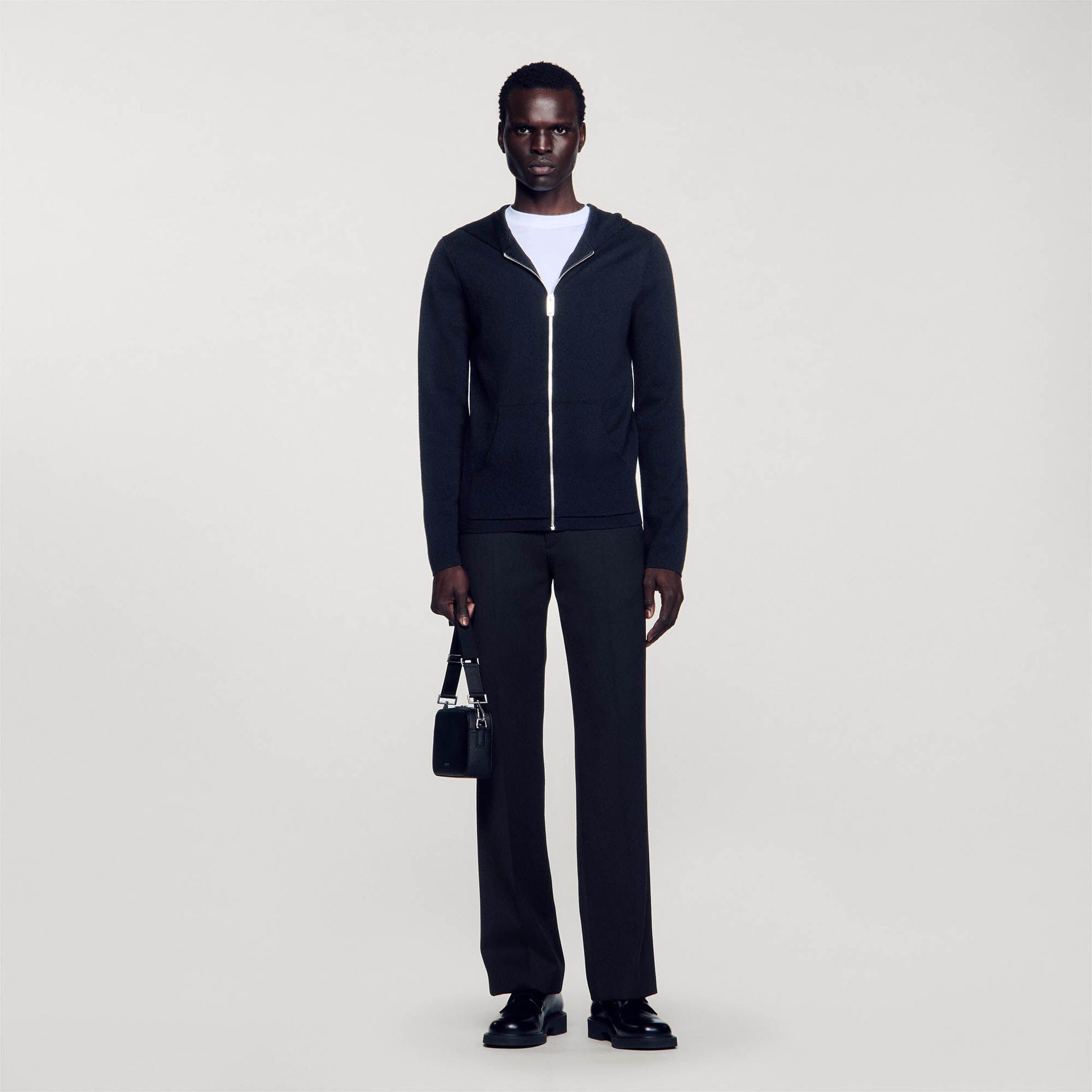Sandro Zipped cardigan with hood Black
