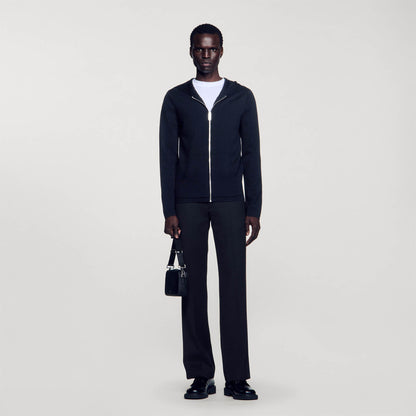 Sandro Zipped cardigan with hood Black