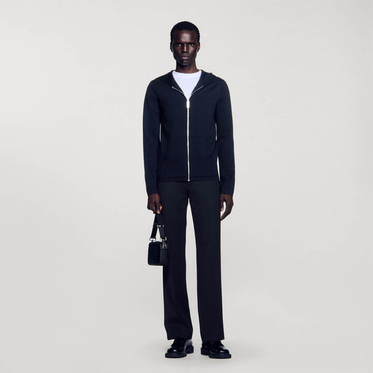 Sandro Zipped cardigan with hood Black