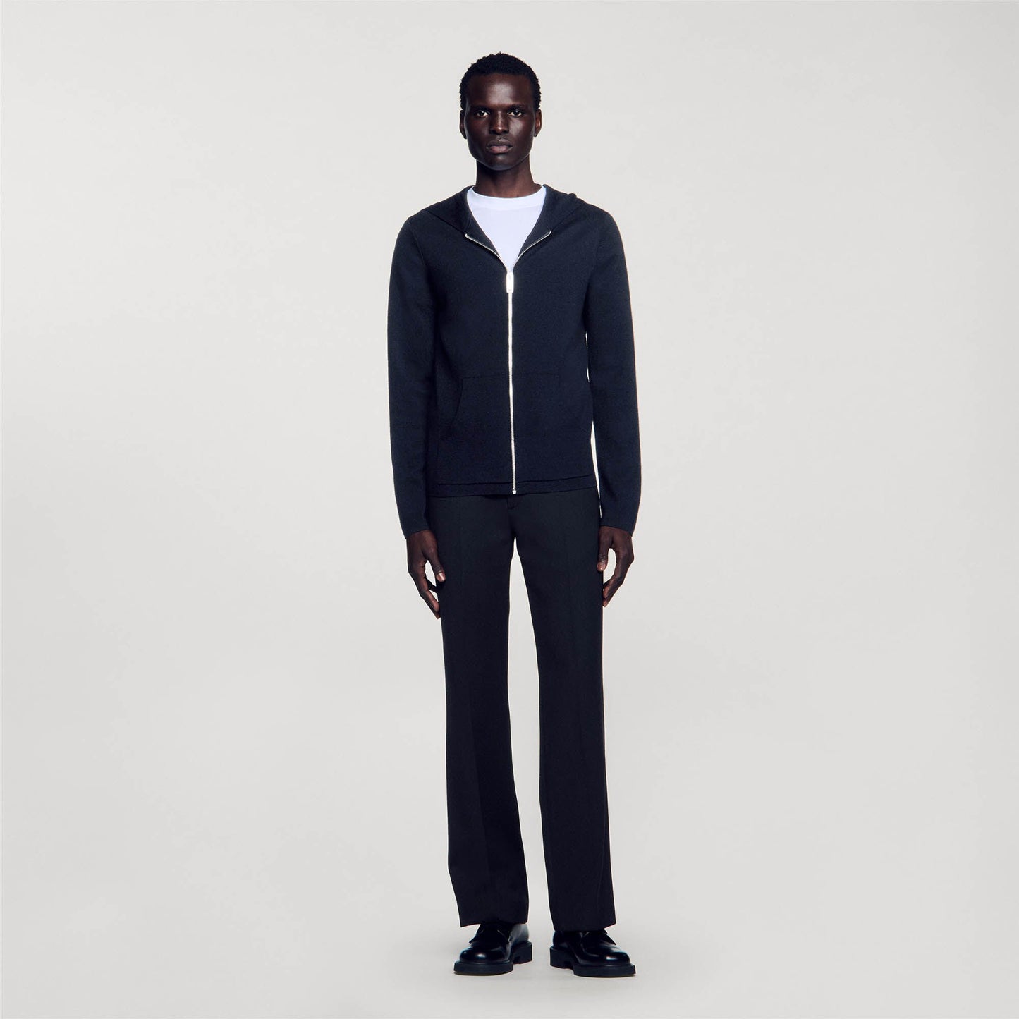 Sandro Zipped cardigan with hood Black