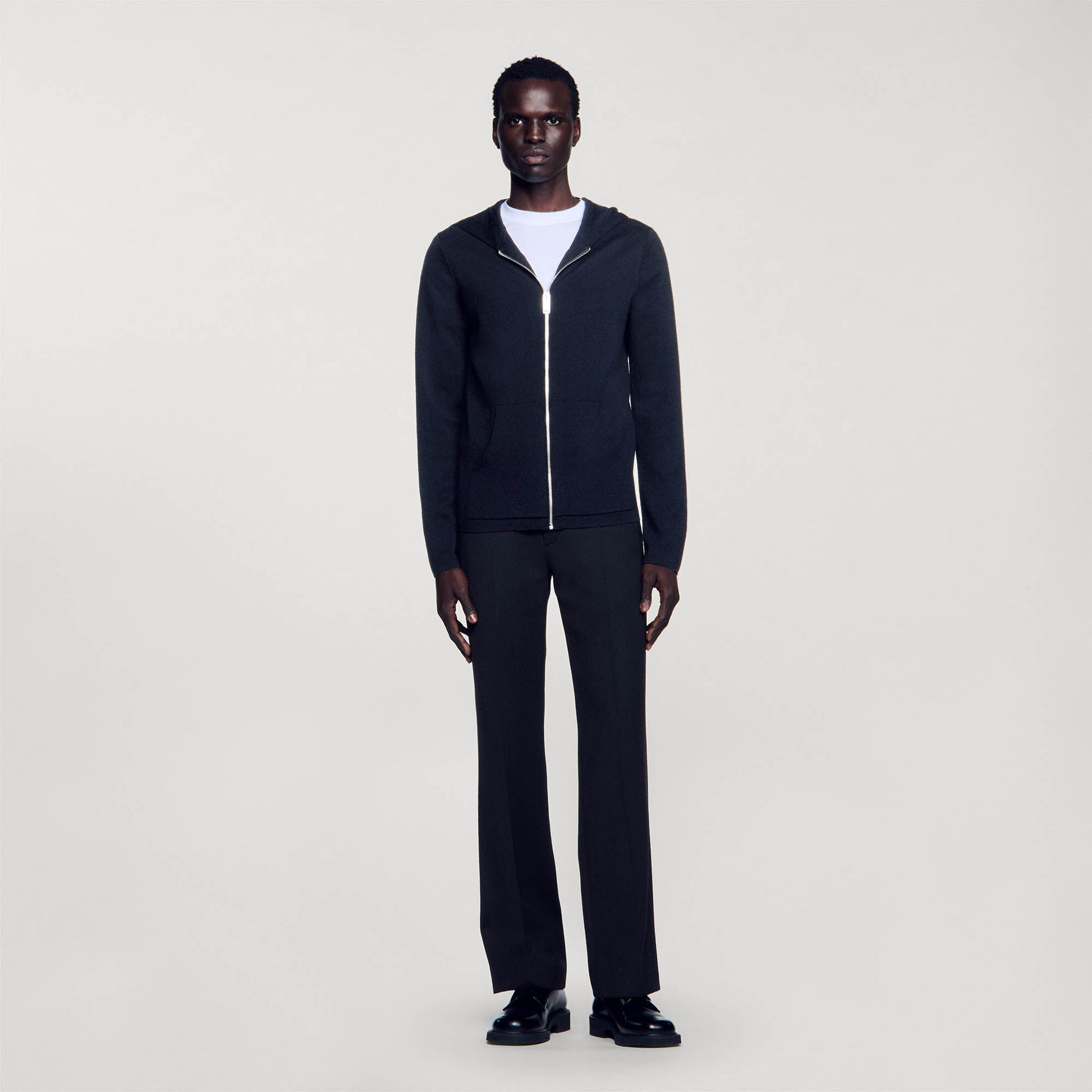 Sandro Zipped cardigan with hood Black
