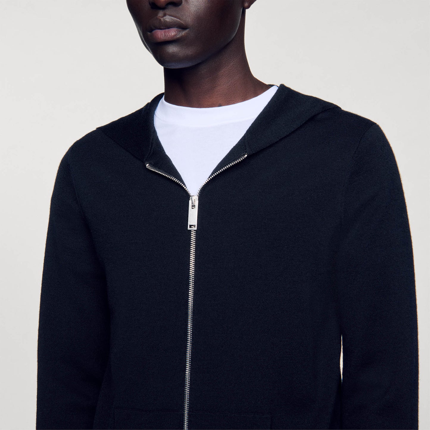 Sandro Zipped cardigan with hood Black