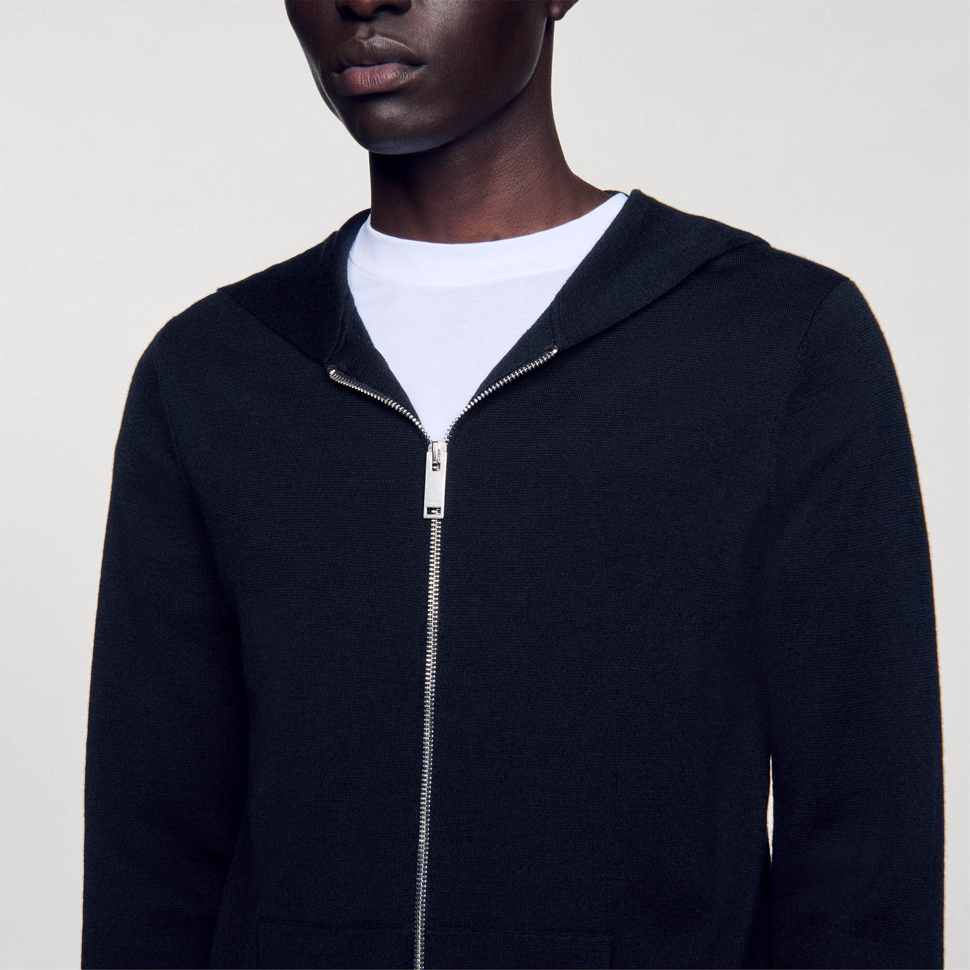 Sandro Zipped cardigan with hood Black