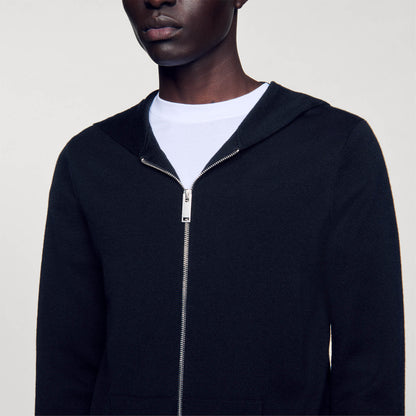 Sandro Zipped cardigan with hood Black