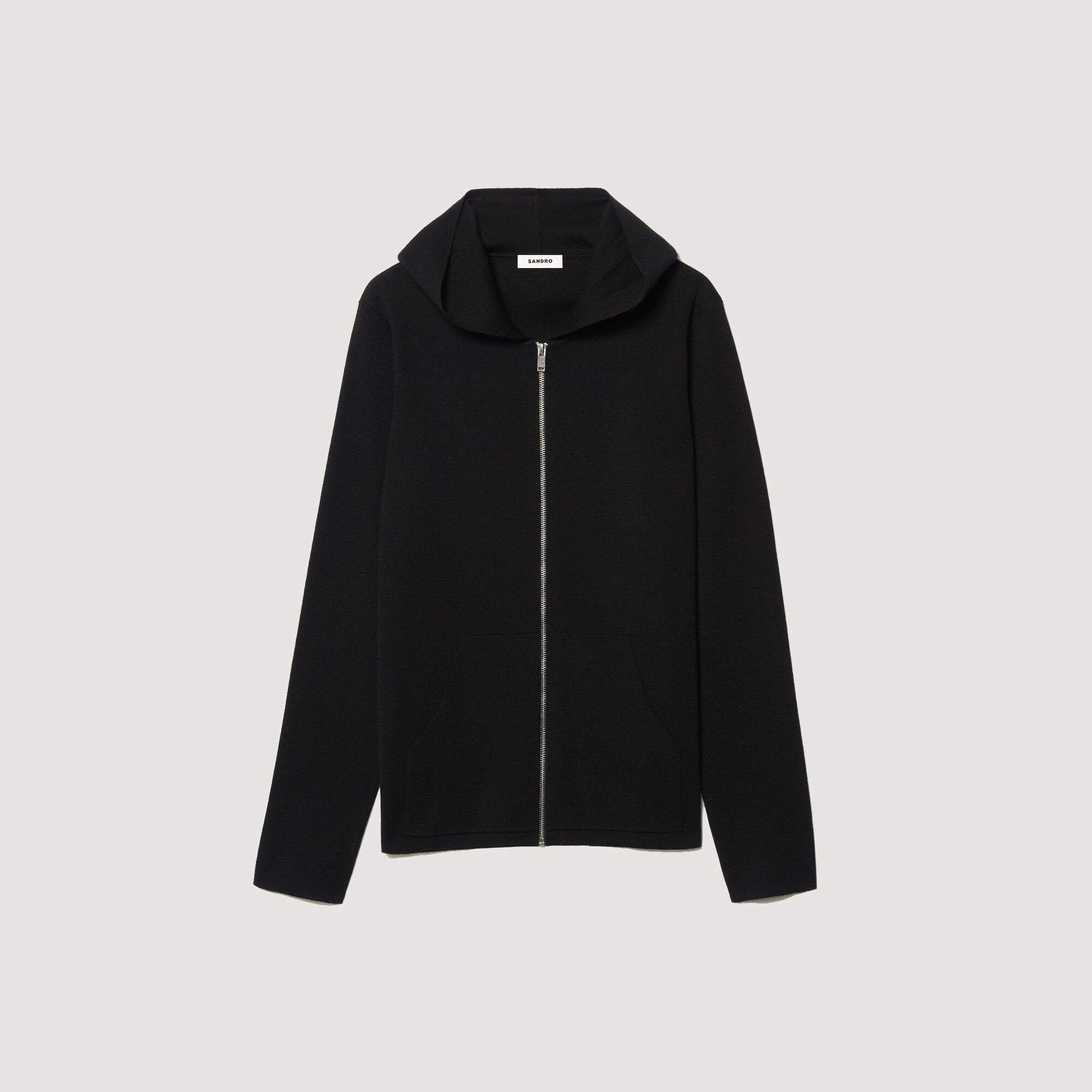 Sandro Zipped cardigan with hood Black