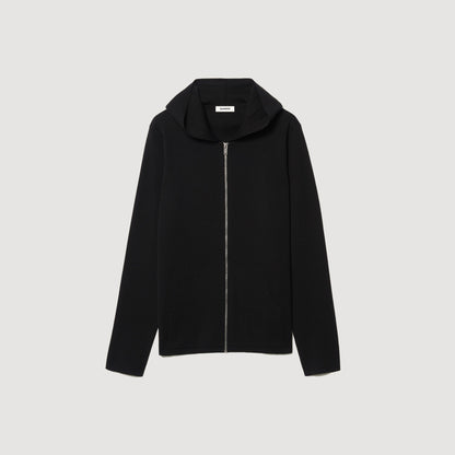 Sandro Zipped cardigan with hood Black