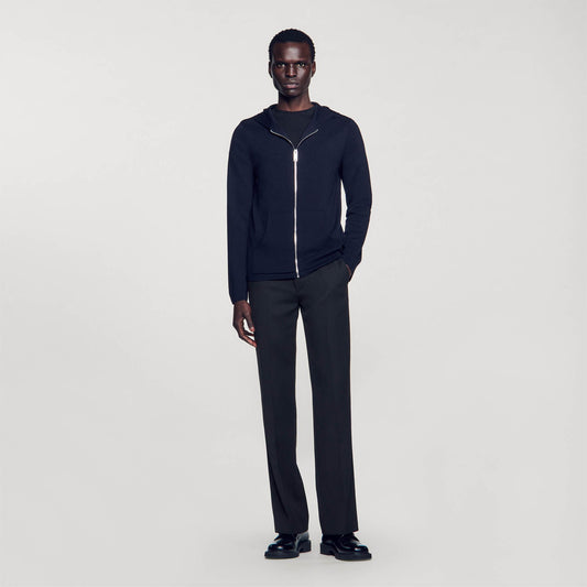 Sandro Zipped cardigan with hood Navy Blue