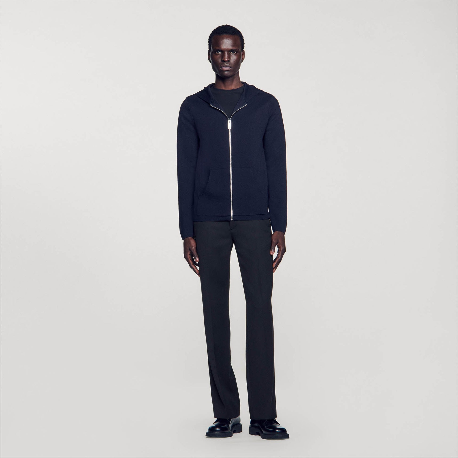 Sandro Zipped cardigan with hood Navy Blue